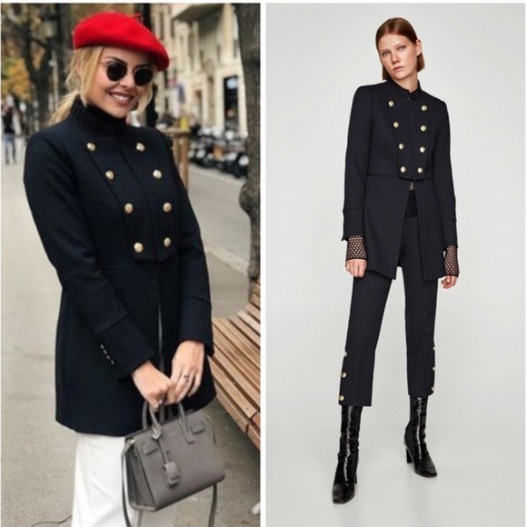 Zara Military Style Long Blazer - Picture 2 of 8